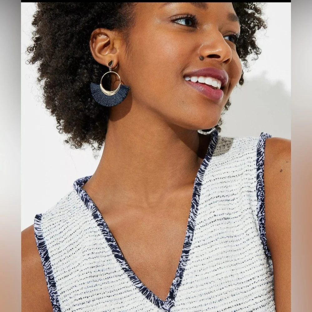 LOFT Fringe Boucle Flare Dress‎